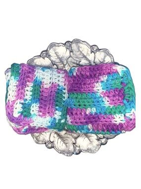 HAND CRAFTED Crochet Two Colorful All Purpose Cotton Bath or Kitchen Dish Cloths